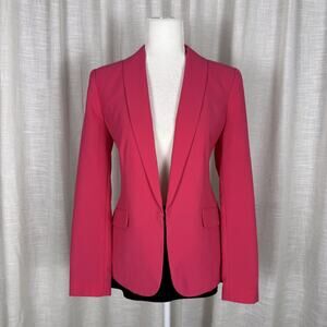 Liz Claiborne Blazer Jacket Womens 6 Pink Shawl Collar Hook Front Lined Stretch